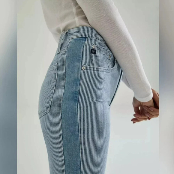 Ag Adriano Goldschmied Denim - AG Adriano Goldschmied Isabelle Side Panel High Rise Straight Crop Jeans Size 25